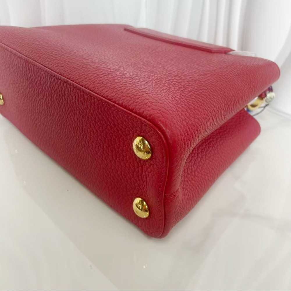 Louis Vuitton Red Grained Leather Capucines BB Bag - Picture 14 of 14